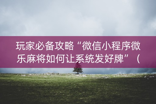 玩家必备攻略“微信小程序微乐麻将如何让系统发好牌”（辅牌器插件购买)