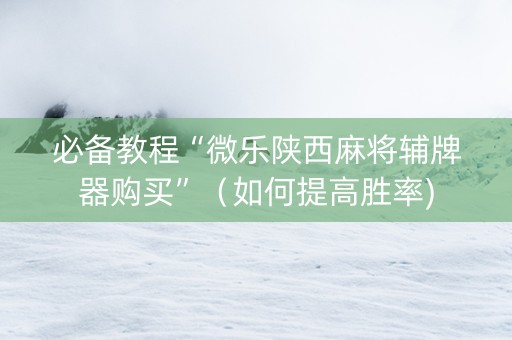 必备教程“微乐陕西麻将辅牌器购买”（如何提高胜率)