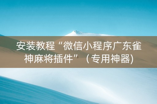 安装教程“微信小程序广东雀神麻将插件”（专用神器)