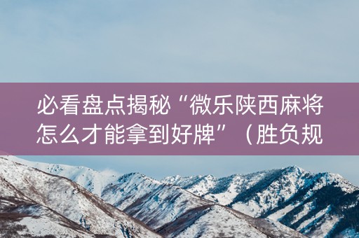 必看盘点揭秘“微乐陕西麻将怎么才能拿到好牌”（胜负规律拿好牌)