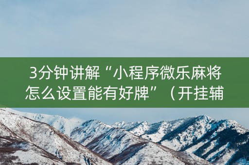 3分钟讲解“小程序微乐麻将怎么设置能有好牌”（开挂辅助器脚本)