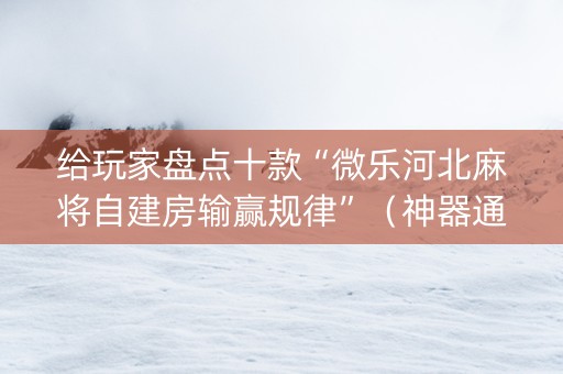 给玩家盘点十款“微乐河北麻将自建房输赢规律”（神器通用版)