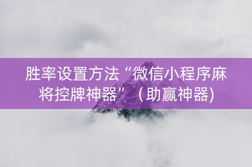 胜率设置方法“微信小程序麻将控牌神器”（助赢神器)