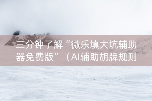 三分钟了解“微乐填大坑辅助器免费版”（AI辅助胡牌规则)