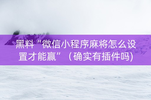 黑料“微信小程序麻将怎么设置才能赢”（确实有插件吗)