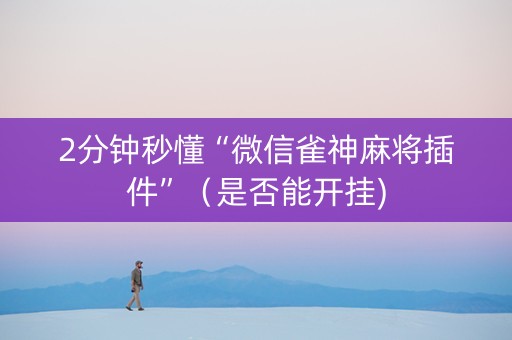 2分钟秒懂“微信雀神麻将插件”（是否能开挂)
