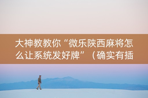 大神教教你“微乐陕西麻将怎么让系统发好牌”（确实有插件吗)