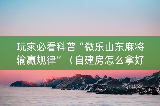 玩家必看科普“微乐山东麻将输赢规律”（自建房怎么拿好牌)
