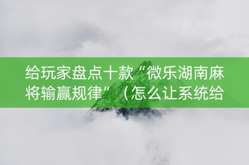 给玩家盘点十款“微乐湖南麻将输赢规律”（怎么让系统给自己好牌)