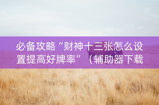 必备攻略“财神十三张怎么设置提高好牌率”（辅助器下载)