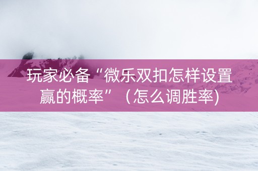 玩家必备“微乐双扣怎样设置赢的概率”（怎么调胜率)