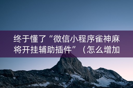 终于懂了“微信小程序雀神麻将开挂辅助插件”（怎么增加胜率)