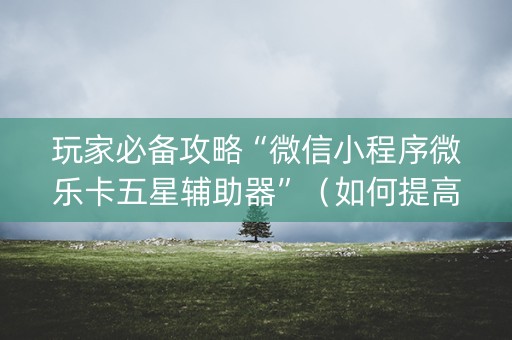 玩家必备攻略“微信小程序微乐卡五星辅助器”（如何提高胜率)