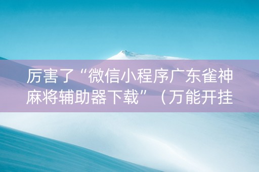 厉害了“微信小程序广东雀神麻将辅助器下载”（万能开挂神器)