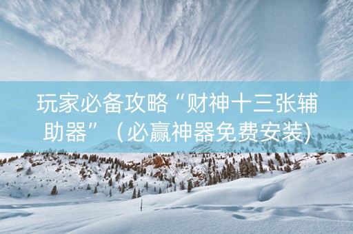 玩家必备攻略“财神十三张辅助器”（必赢神器免费安装)
