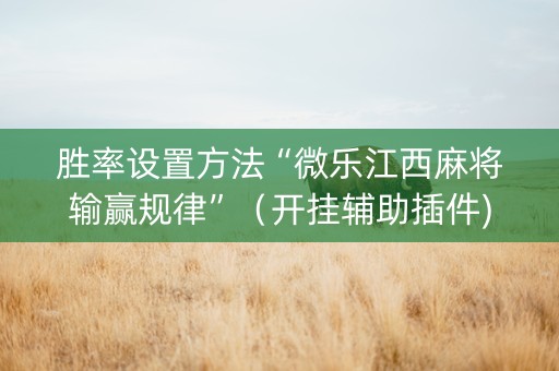 胜率设置方法“微乐江西麻将输赢规律”（开挂辅助插件)