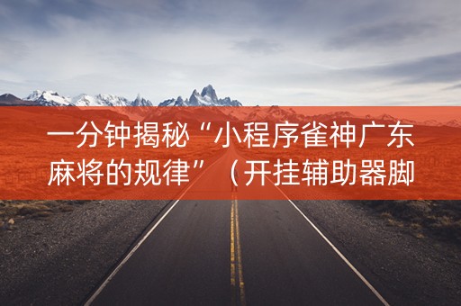 一分钟揭秘“小程序雀神广东麻将的规律”（开挂辅助器脚本)