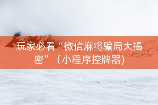 玩家必看“微信麻将骗局大揭密”（小程序控牌器)