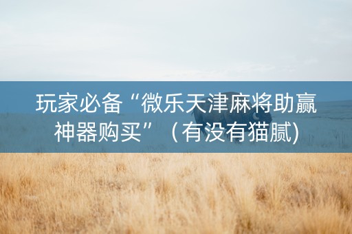 玩家必备“微乐天津麻将助赢神器购买”（有没有猫腻)