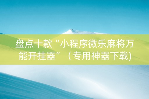 盘点十款“小程序微乐麻将万能开挂器”（专用神器下载)