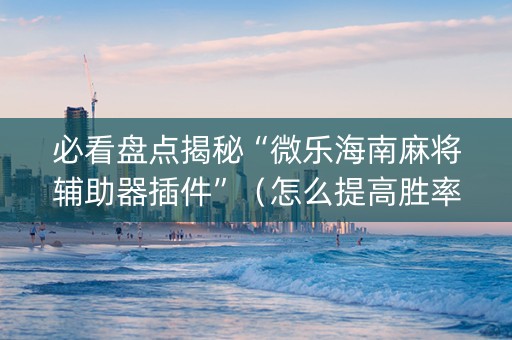 必看盘点揭秘“微乐海南麻将辅助器插件”（怎么提高胜率)