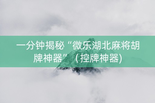 一分钟揭秘“微乐湖北麻将胡牌神器”（控牌神器)