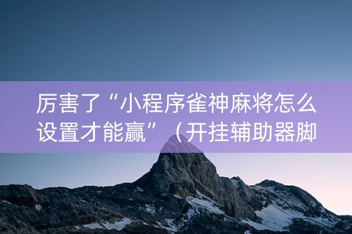 厉害了“小程序雀神麻将怎么设置才能赢”（开挂辅助器脚本)