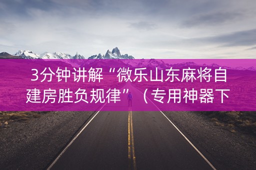 3分钟讲解“微乐山东麻将自建房胜负规律”（专用神器下载)
