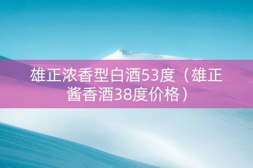 雄正浓香型白酒53度（雄正酱香酒38度价格）