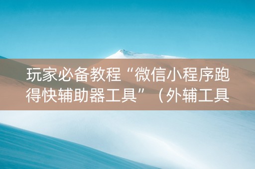 玩家必备教程“微信小程序跑得快辅助器工具”（外辅工具)