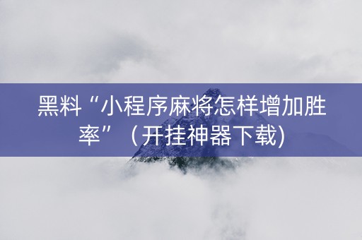 黑料“小程序麻将怎样增加胜率”（开挂神器下载)