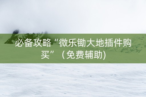 必备攻略“微乐锄大地插件购买”（免费辅助)