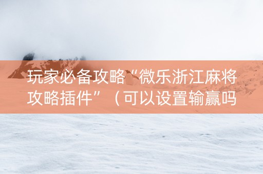 玩家必备攻略“微乐浙江麻将攻略插件”（可以设置输赢吗)