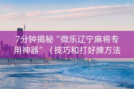 7分钟揭秘“微乐辽宁麻将专用神器”（技巧和打好牌方法)