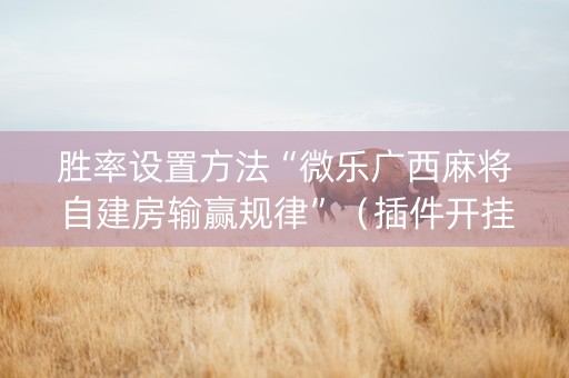 胜率设置方法“微乐广西麻将自建房输赢规律”（插件开挂免费AI)