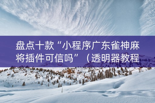 盘点十款“小程序广东雀神麻将插件可信吗”（透明器教程)