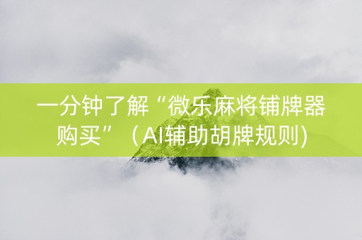 一分钟了解“微乐麻将铺牌器购买”（AI辅助胡牌规则)