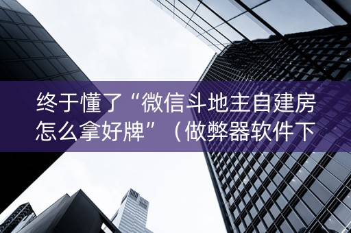 终于懂了“微信斗地主自建房怎么拿好牌”（做弊器软件下载)