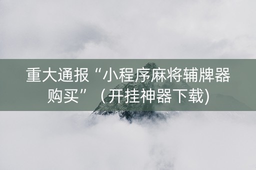 重大通报“小程序麻将辅牌器购买”（开挂神器下载)