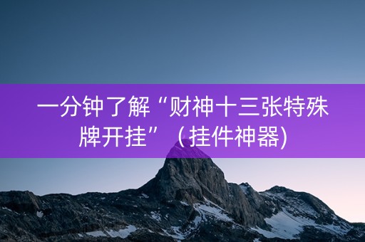 一分钟了解“财神十三张特殊牌开挂”（挂件神器)