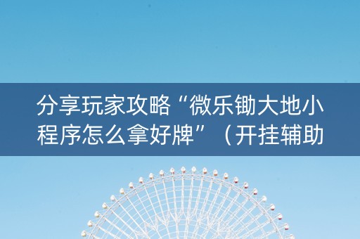 分享玩家攻略“微乐锄大地小程序怎么拿好牌”（开挂辅助插件)