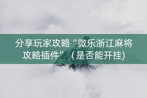 分享玩家攻略“微乐浙江麻将攻略插件”（是否能开挂)