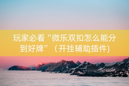 玩家必看“微乐双扣怎么能分到好牌”（开挂辅助插件)