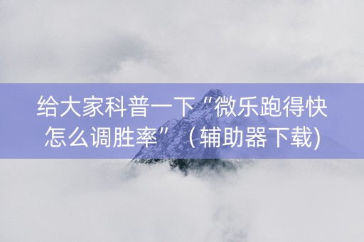 给大家科普一下“微乐跑得快怎么调胜率”（辅助器下载)