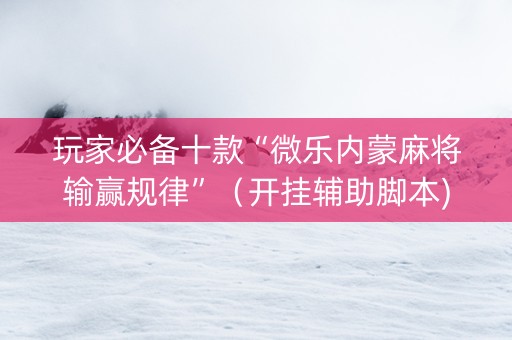 玩家必备十款“微乐内蒙麻将输赢规律”（开挂辅助脚本)