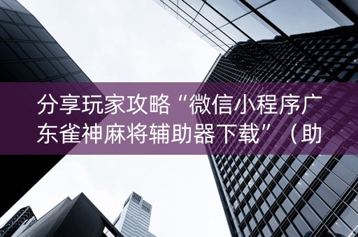 分享玩家攻略“微信小程序广东雀神麻将辅助器下载”（助赢神器)