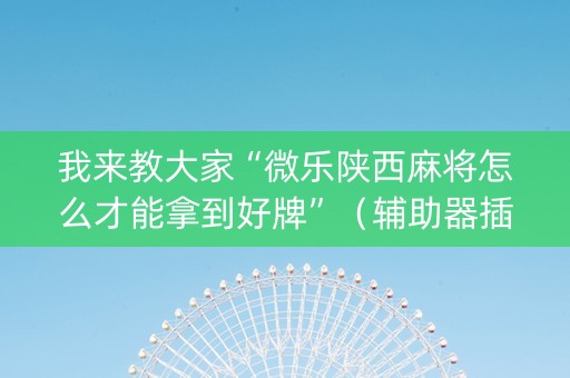我来教大家“微乐陕西麻将怎么才能拿到好牌”（辅助器插件)