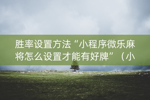 胜率设置方法“小程序微乐麻将怎么设置才能有好牌”（小程序控牌器)