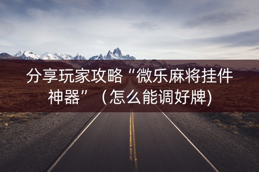 分享玩家攻略“微乐麻将挂件神器”（怎么能调好牌)