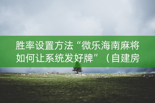 胜率设置方法“微乐海南麻将如何让系统发好牌”（自建房胜负规律)